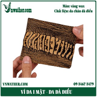 Ví da đà điểu nam da wax vàng độc lạ 100% da thật