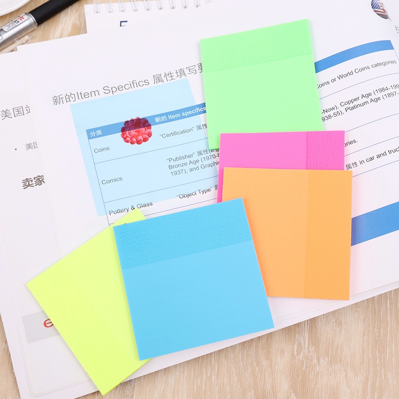 1 Set Giấy Dán Ghi Chú Màu Trong Suốt Bề Mặt Nhám Đơn Giản Tiện Dụng Cho Học Sinh