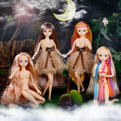 Búp Bê Barbie Tóc Dài Xoăn 3d 26 Khớp Nối 30cm