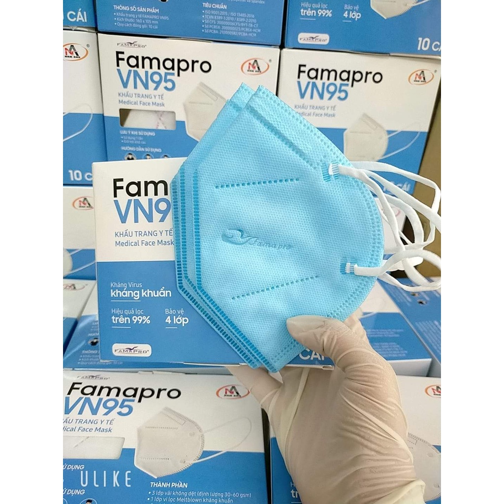 FAMAPRO Khẩu trang N95 chính hãng,công nghệ nhật bản, khẩu trang y tế 4 lớp, kháng khuẩn chống bụi siêu mịn
