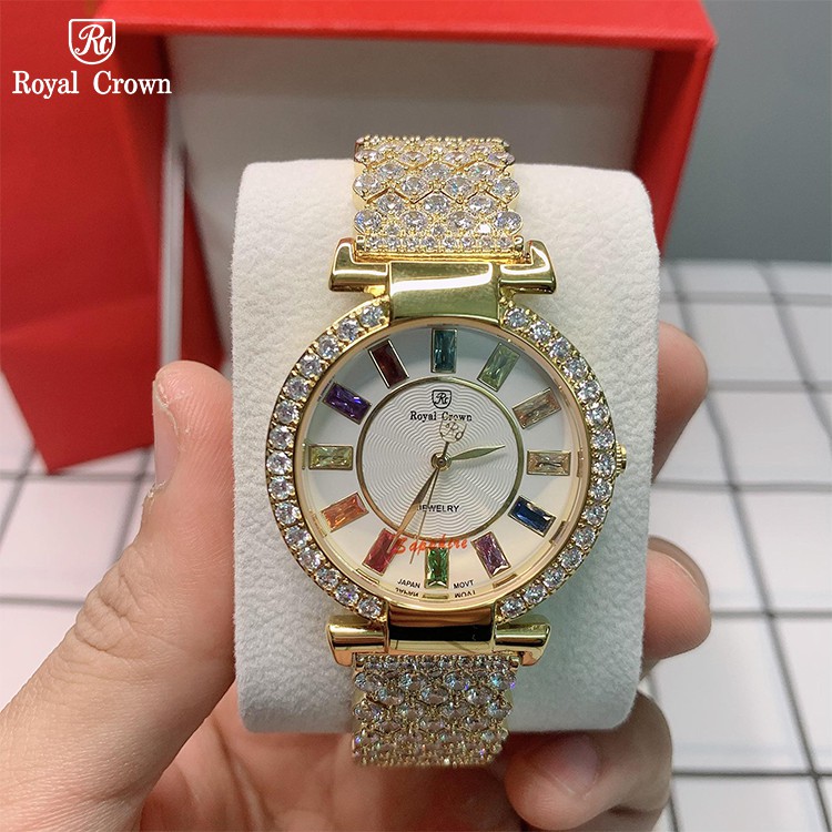 Đồng Hồ Nữ Chính Hãng Dây Kim Loại Royal Crown 4604 Đính Đá Chống Nước Chống Xước | BigBuy360 - bigbuy360.vn