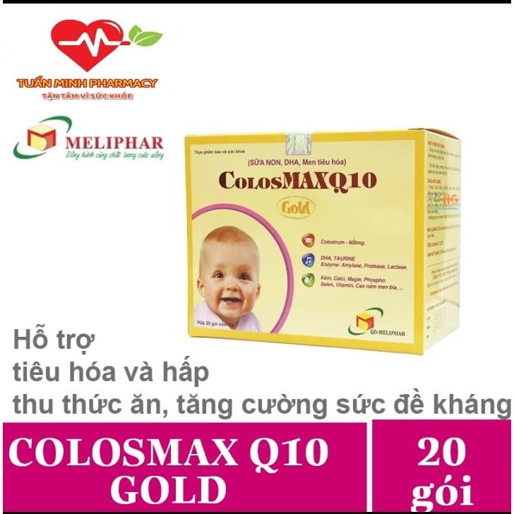 Colosmax Q10 Baby Gold - Hỗ trợ tiêu hóa và hấp thu thức ăn, tăng cường sức đề kháng (Hộp 20 gói)