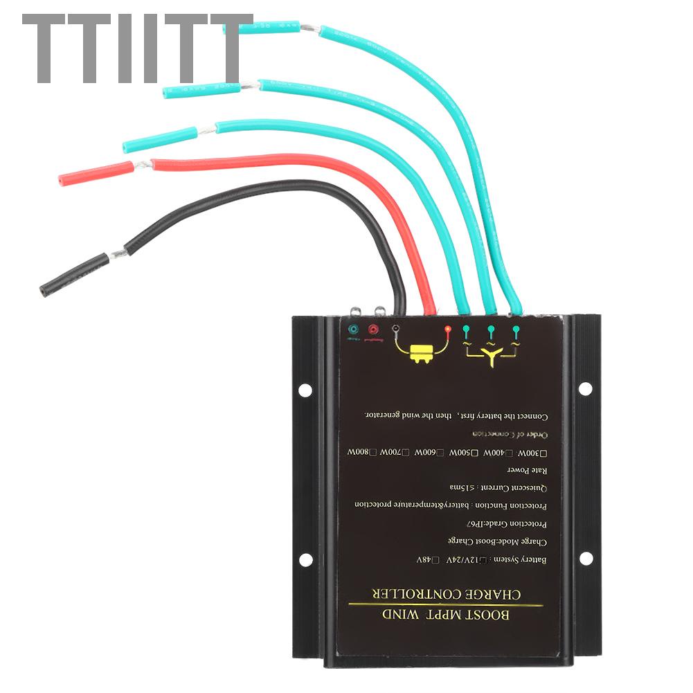 Ttiitt 12V/24V Waterproof Wind Turbine Controller Boost MPPT Charge Power Regulator Aluminum Alloy