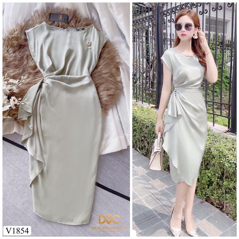 V1854 - VÁY BODY NHÚN EO, ĐÍNH NGỌC THIẾT KẾ 💃 (Đầm thiết kế nhún eo)