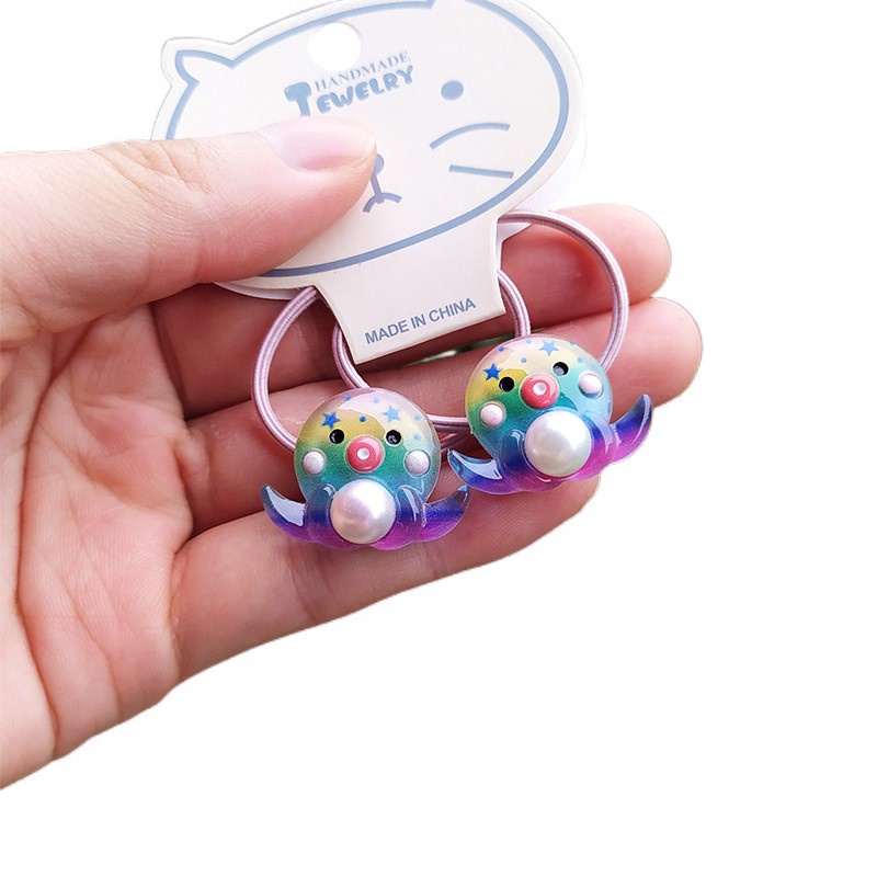 Set 2 Dây Cột Tóc Hình Động Vật Biển Dễ Thương Cho Bé Gái