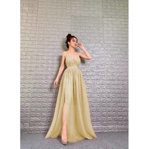 ĐẦM MAXI KẾT CƯỜM XẺ ĐÙI full sizeS/M/L/XL