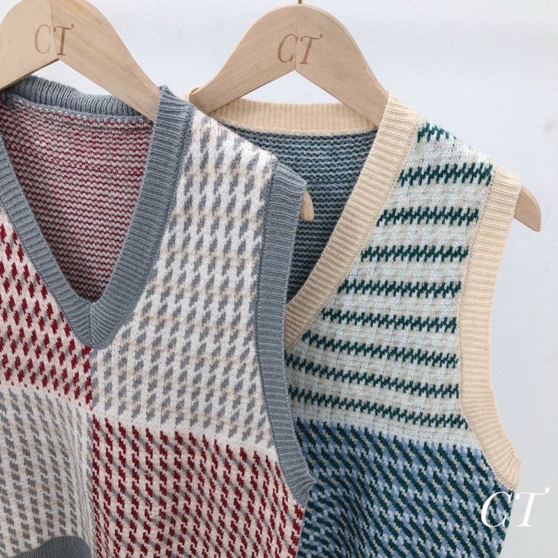 Áo gile len nữ chất dày dặn hoạ tiết ziczac phong cách Hàn Quốc siêu xinh - Len 01 | BigBuy360 - bigbuy360.vn