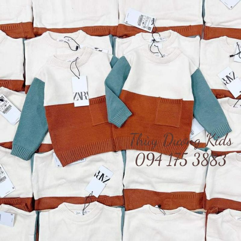 Áo len Zara tay phối ragla colour cho bé 1-5y