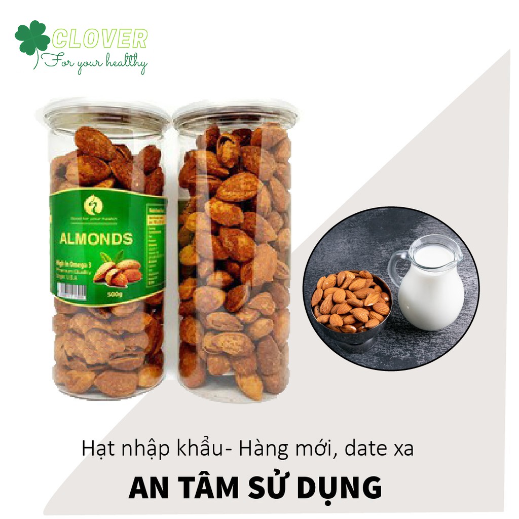 Hạnh nhân rang bơ Almonds nhập khẩu Mỹ hộp 450g giúp giảm cân, dinh dưỡng, tốt cho thai nhi ☘ Bách Hóa Clover