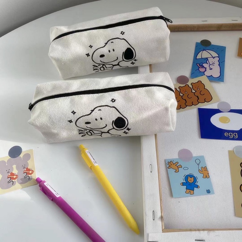 Túi Đựng Bút Chì In Hoạt Hình Snoopy Kiểu Hàn Quốc Dễ Thương Cho Bé Gái Tiểu Học Ốp