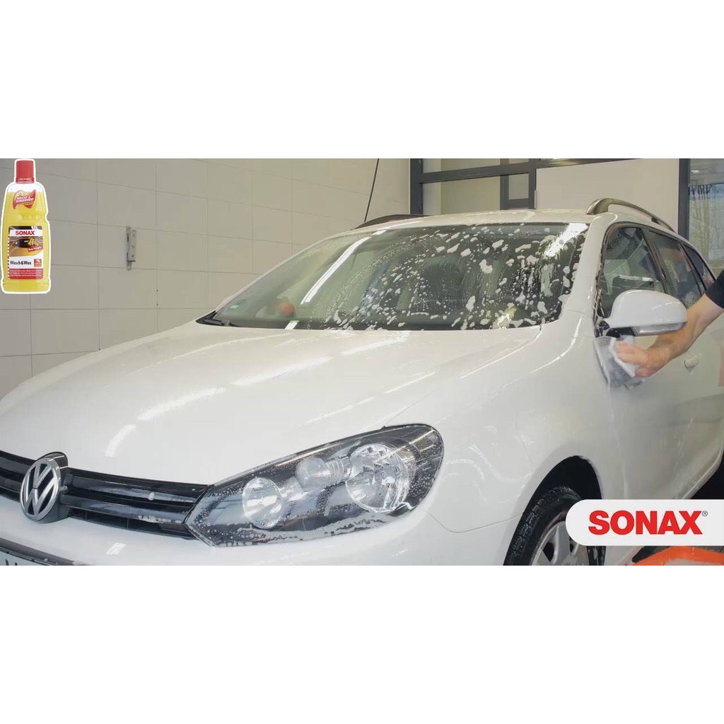 [Nhập AU12K giảm 12K đơn từ 99K]Nước Rửa Xe Sonax 2 in 1 Rửa &amp; Wax Bóng Sơn- Sonax Wash &amp; Wax 313341 Tặng Khăn, Bao Tay,