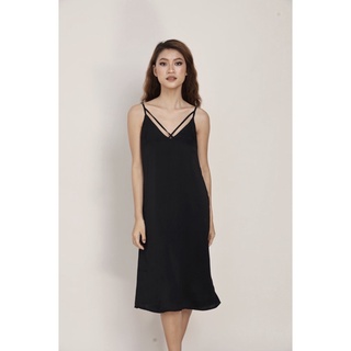 Đầm lụa 2 dây chéo ngực Infashion