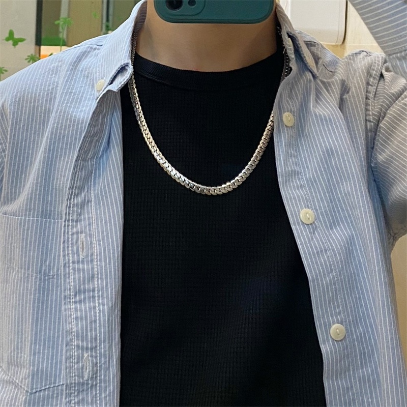 Vòng cổ Thép Titan Dập Nổi Thiết Kế Đơn Giản Phong Cách Hip hop Cho Nam