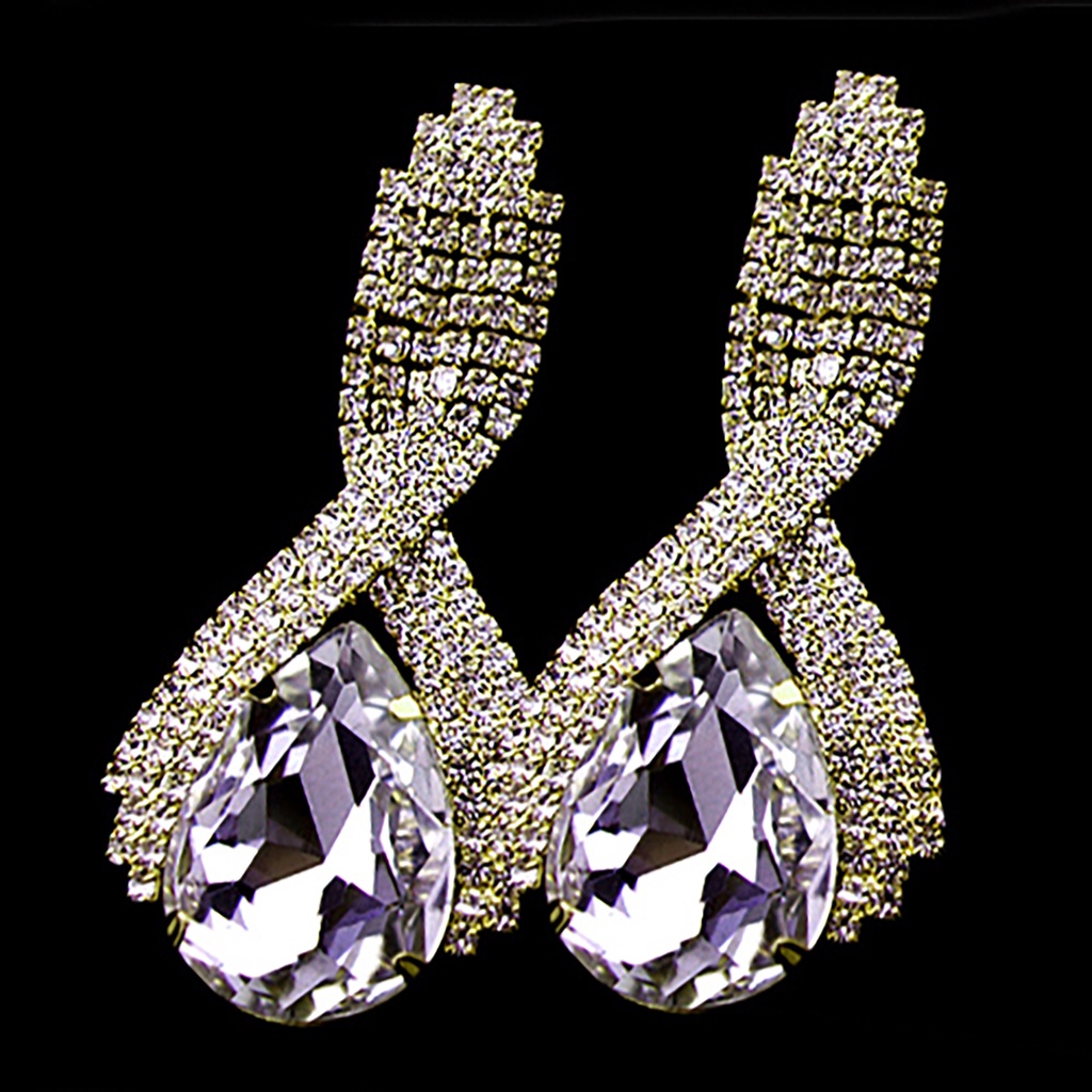 Cặp khuyên tai dạng xoắn đính đá quý nhân tạo sang trọng quý phái dành cho nữ