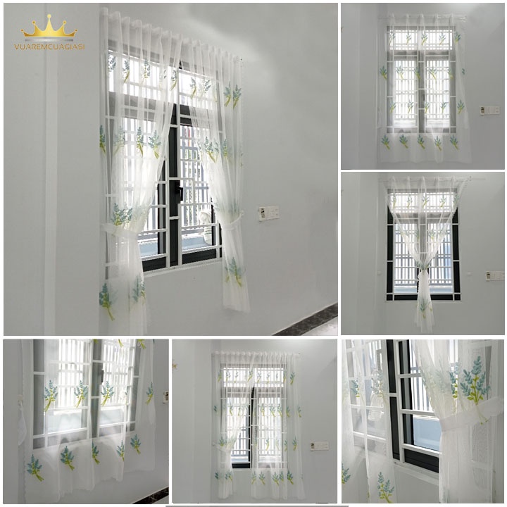 Rèm voan hoa oải hương, cây tùng decor siêu đẹp trang trí cực xinh VIPOH vuaremgiasi