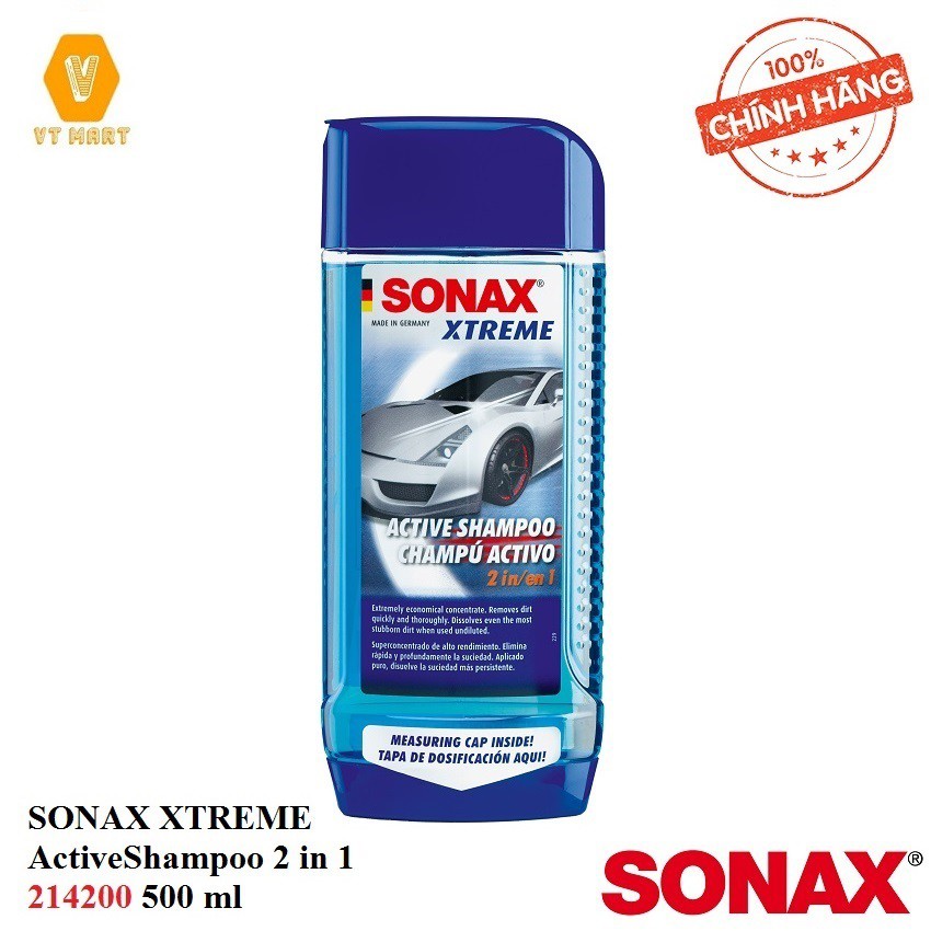 {Nước Rửa Xe 2 TRONG 1}Rửa Các Chất Bẩn Nặng - Bóng Loáng Sonax Shampoo Xtreme 500ml (214200) Sạch vết bẩn cứng đầu nhất