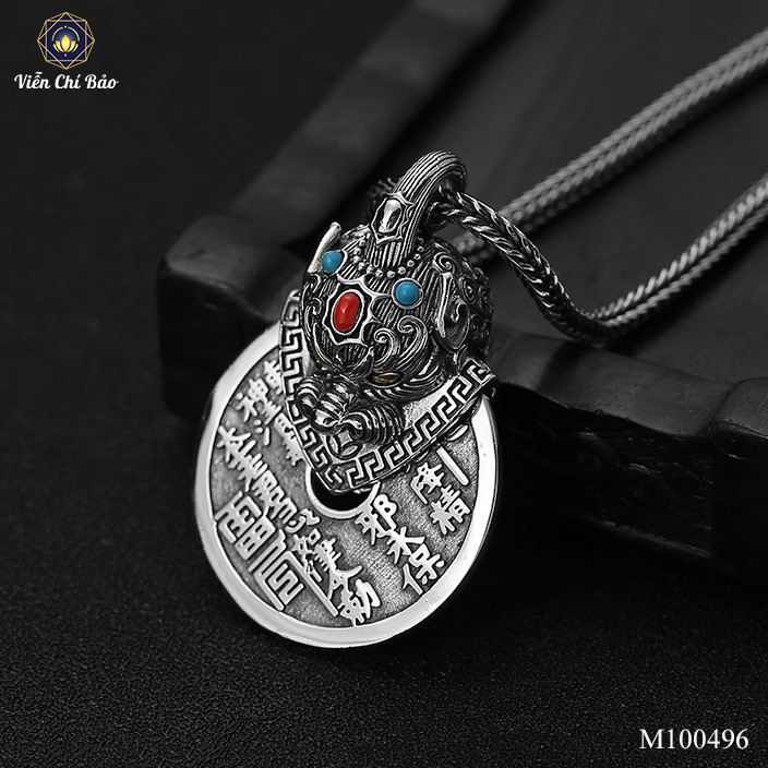 Mặt dây chuyền bạc nam Thần Chú Sơn Quỷ Bát Quái Hộ Thân chất liệu bạc Thái 925 Viễn Chí Bảo M100496