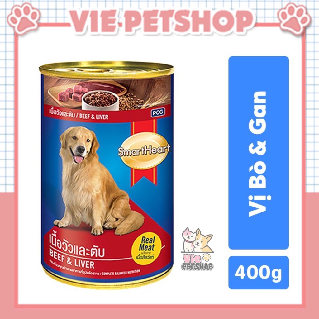 Pate Lon cho Chó Lớn SMARTHEART vị Bò và Gan 400gr | Vie PETSHOP