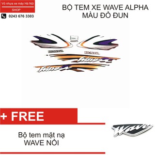 Bộ tem xe Wave Alpha màu đỏ đun