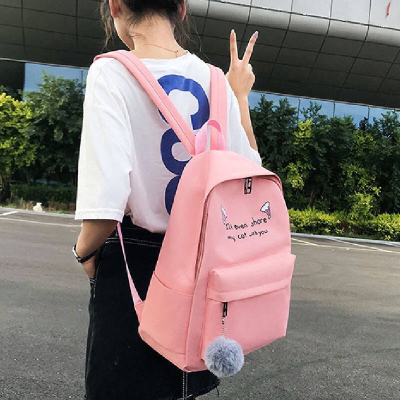 Set 4 món yadou gồm ba lô + túi đeo chéo + ví in họa tiết thời trang sức chứa lớn cho nữ