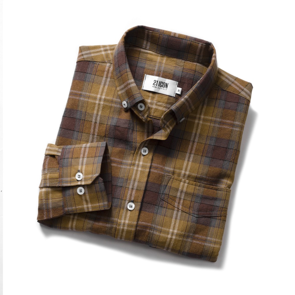 Áo sơ mi nam Double'D form Slim fit họa tiết kẻ caro SC2YELLOW | BigBuy360 - bigbuy360.vn