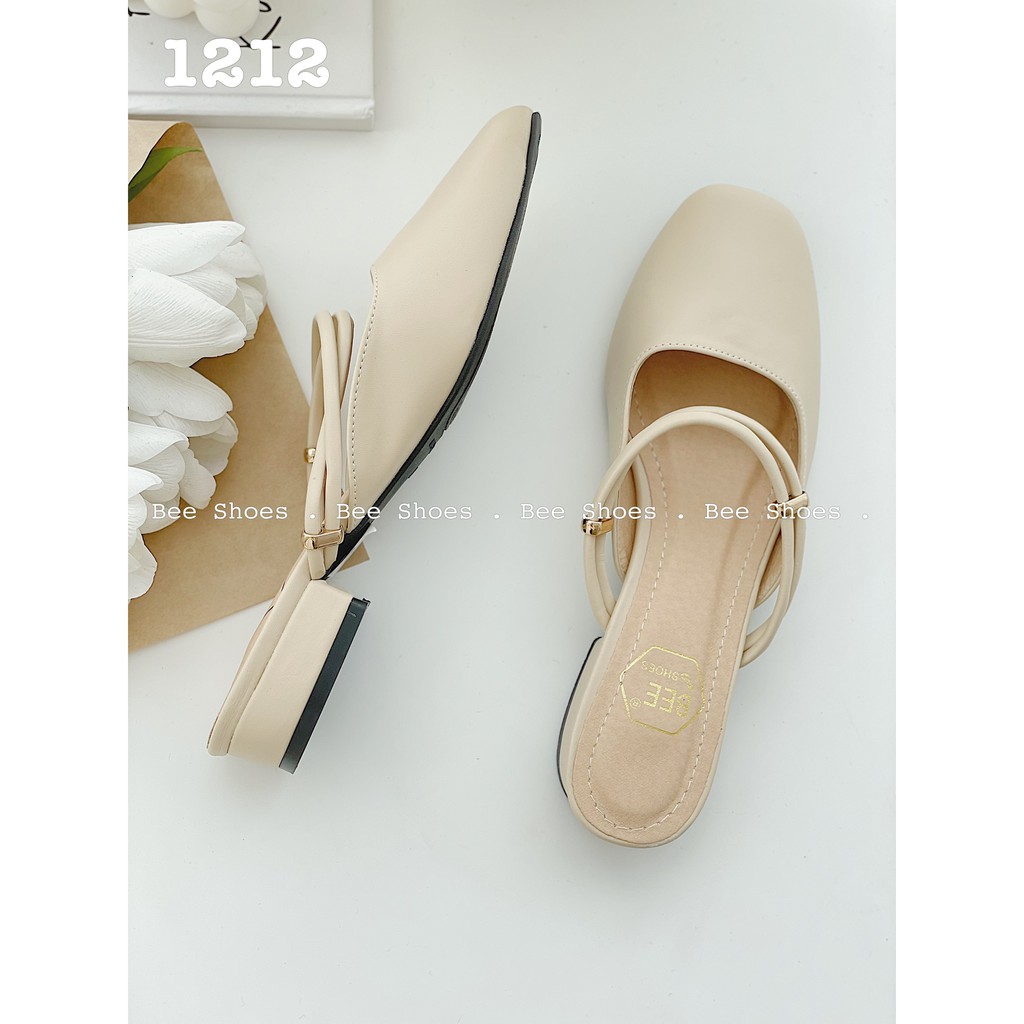 BEESHOES - GIÀY SỤC NỮ MŨI VUÔNG TRƠN ĐẾ VUÔNG - GIÀY SỤC NỮ ĐẾ VUÔNG CAO 2 PHÂN SẴN MÀU ĐEN - BE - TRẮNG 201212