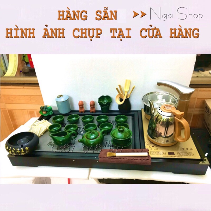 Bàn trà điện thông minh đa năng cao cấp giá rẻ cảm ứng tự động  bơm nước Khung gỗ 79cm,Bàn trà đạo mặt đá