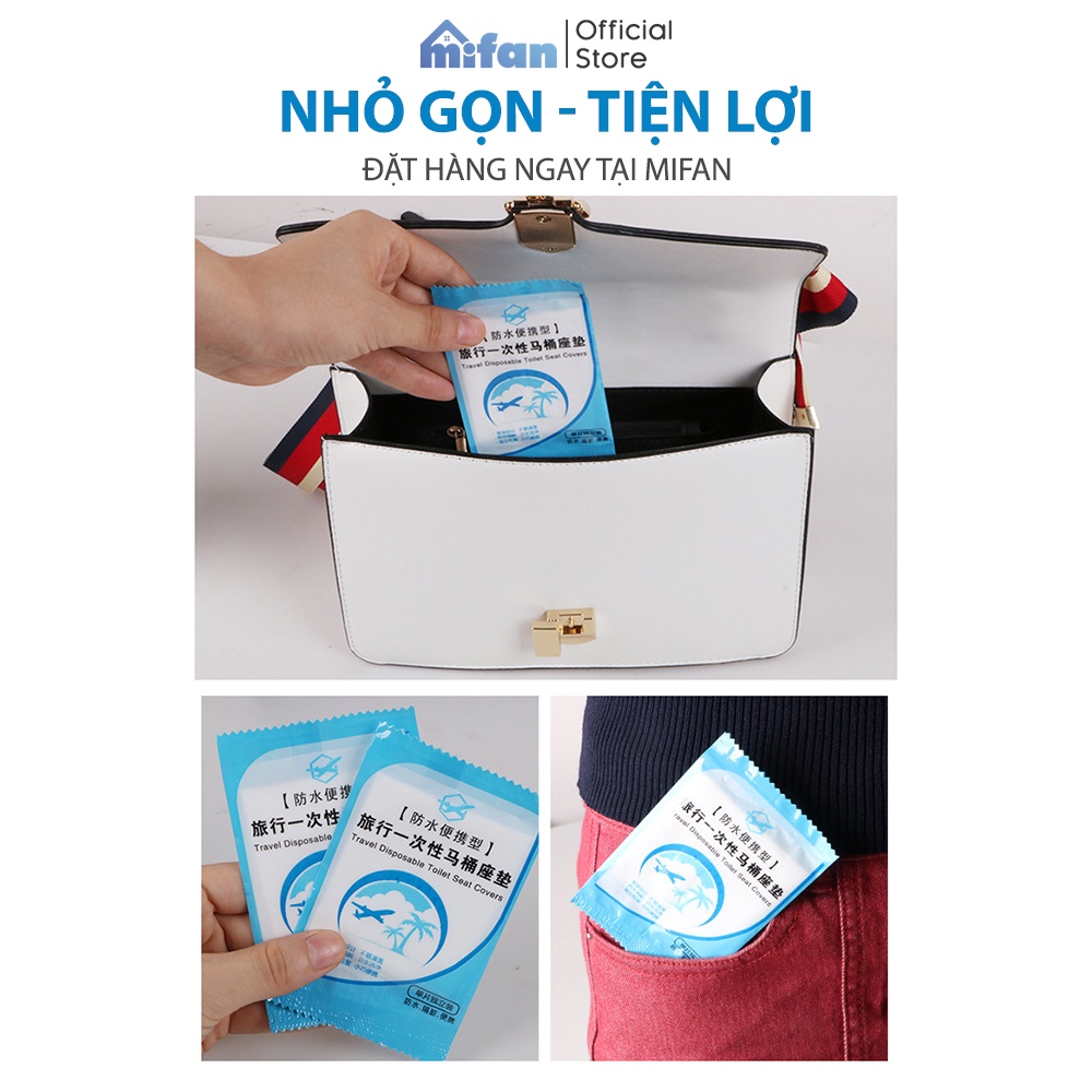 Miếng Lót Bệt Vệ Sinh Tự Phân Huỷ - Túi 50 chiếc - Nhỏ Gọn, Tiện Lợi, Vô Trùng, Sạch Sẽ, Không Thấm Nước - MIFAN