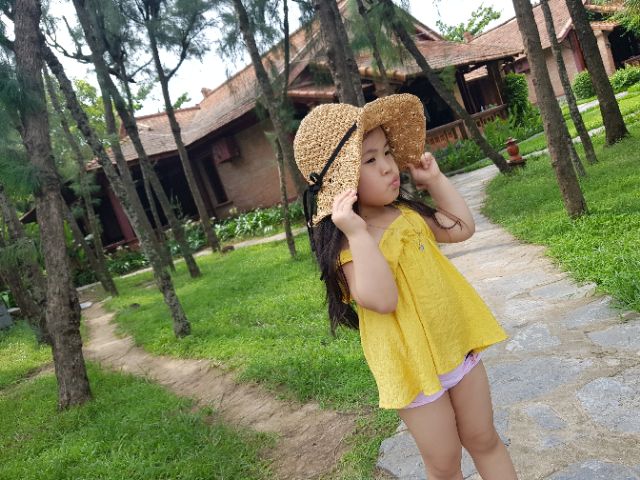 Mũ đi biển,sét mũ cói mẹ bé siêu xinh (hàng sẵn/video/ ảnh thật)