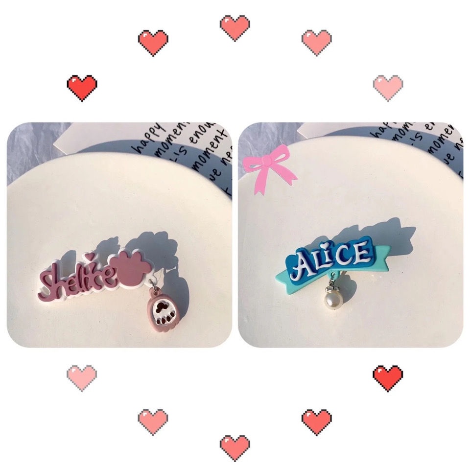 ✨✨Kẹp Tóc Mái Hông Bảng Chữ Cái Tiếng Anh Hoạt Hình Dễ Thương Ngọt Ngào Cho Nữ Sinh