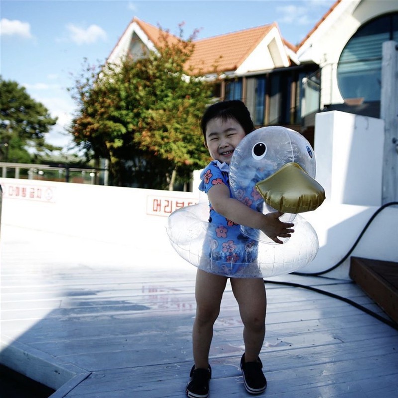 Phao bơi hình chú vịt trong suốt đáng yêu cho bé 1-4 tuổi