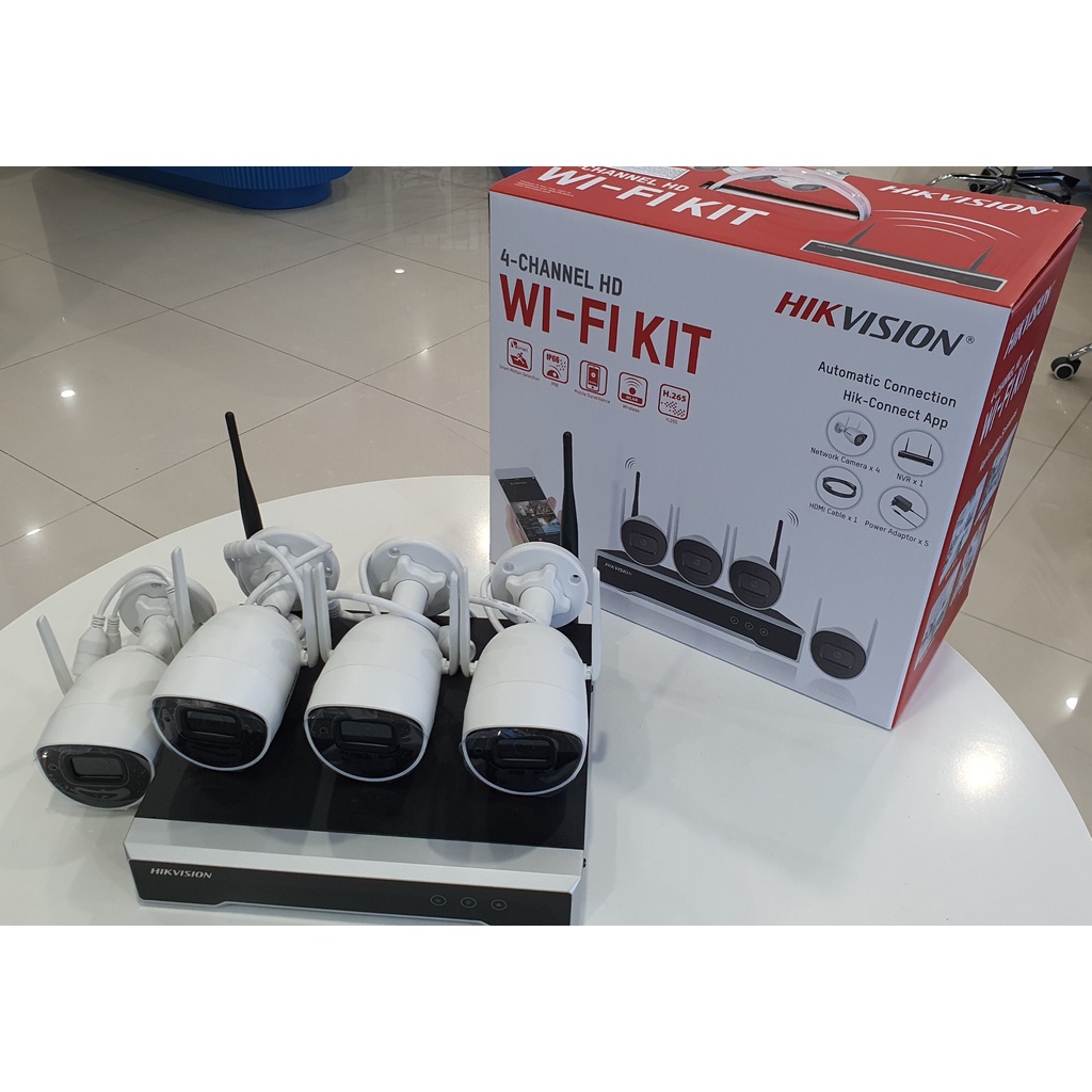 BỘ KIT CAMERA WIFI 2MP THẾ HỆ MỚI TRỌN BỘ (4 CAMERA THÂN TRỤ + 1 Đầu ghi NVR) HIKVISION NK42W0H | BigBuy360 - bigbuy360.vn