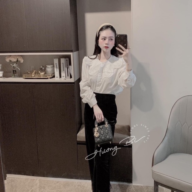 Áo sơ mi nữ - Áo sơ mi kiểu cổ hoa cách điệu - Áo sơ mi tay cài khuy đi học đi làm_037 | BigBuy360 - bigbuy360.vn