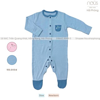 Bộ Body Có Tất Newborn Xanh Tím Nhạt Nous (Size Sơ Sinh)