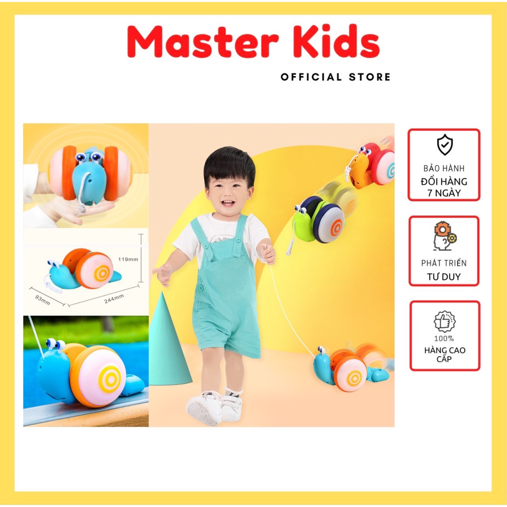 Đồ chơi ốc sên Turbo dây kéo có nhạc và đèn vui nhộn cho bé 1 - 3 tuổi Master Kids