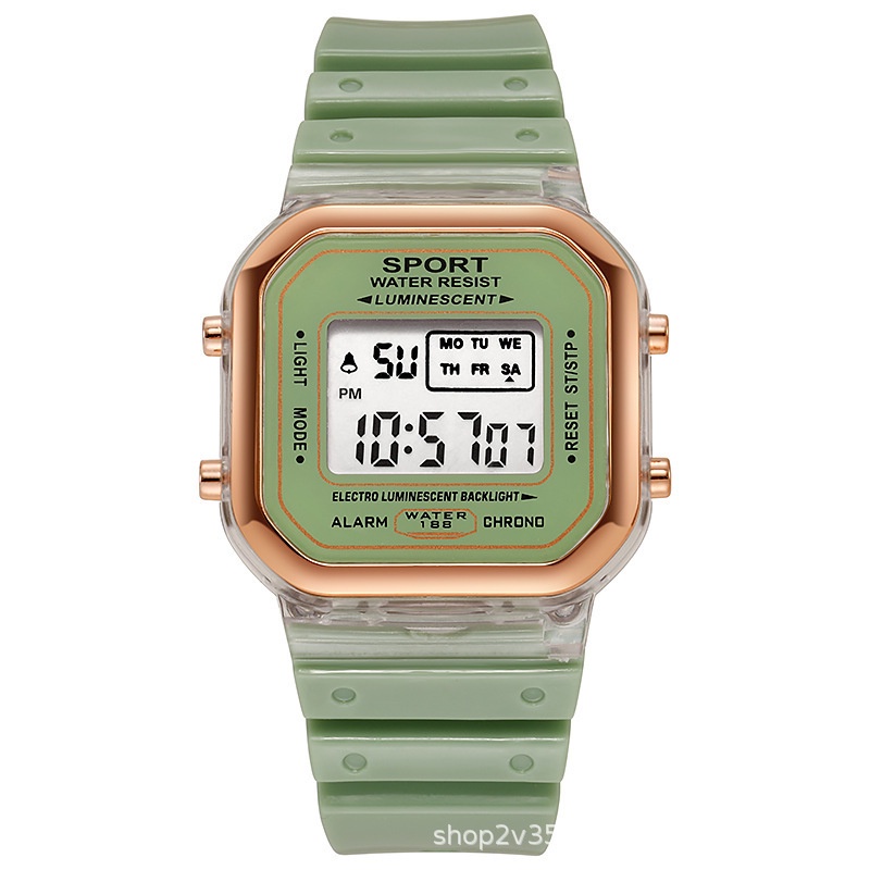 Đồng hồ điện tử thể thao thời trang unisex  dây nhựa cao cấp - mặt vuông AOSUN PKHRAS009
