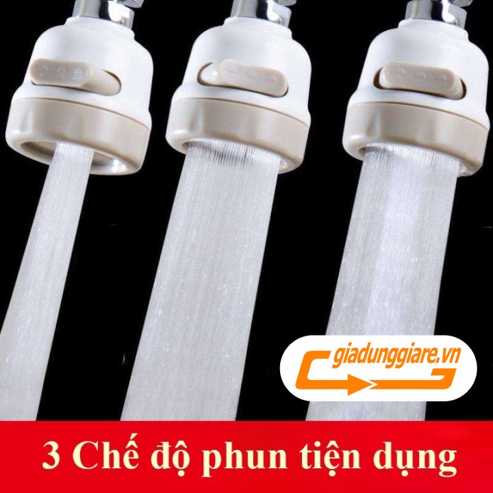 ĐẦU VÒI TĂNG ÁP 3 chế độ nước xoay 360 độ tăng áp lực nước lên 3 lần lắp vòi bồn rửa chén bát tiện lợi - giadunggiare.vn