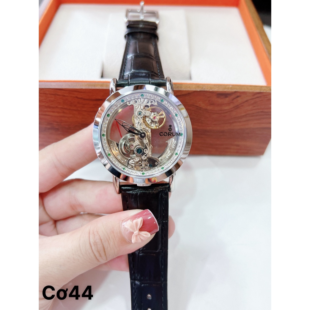 Đồng Hồ Nam Corum Skeleton Automatic - Cơ , Dây Da Màu Đen , Size 43mm