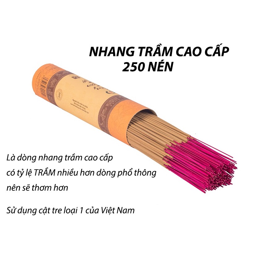 Nhang sạch 100% nguyên liệu tự nhiên - Hương trầm Tuệ cao cấp 250 nén - Trong Nhà
