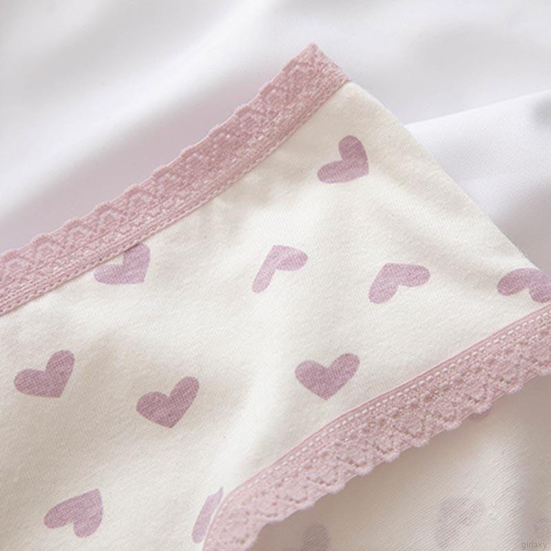 Quần lót cotton in họa tiết trái tim phong cách Hàn Quốc thoáng khí thời trang dành cho nữ