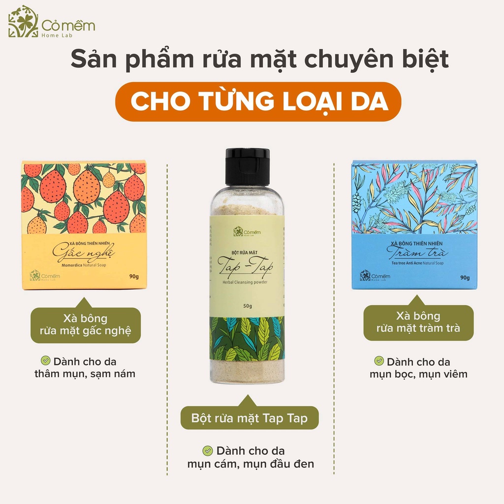 Combo Rửa Mặt 2 Bước Sạch Sâu Cỏ Mềm