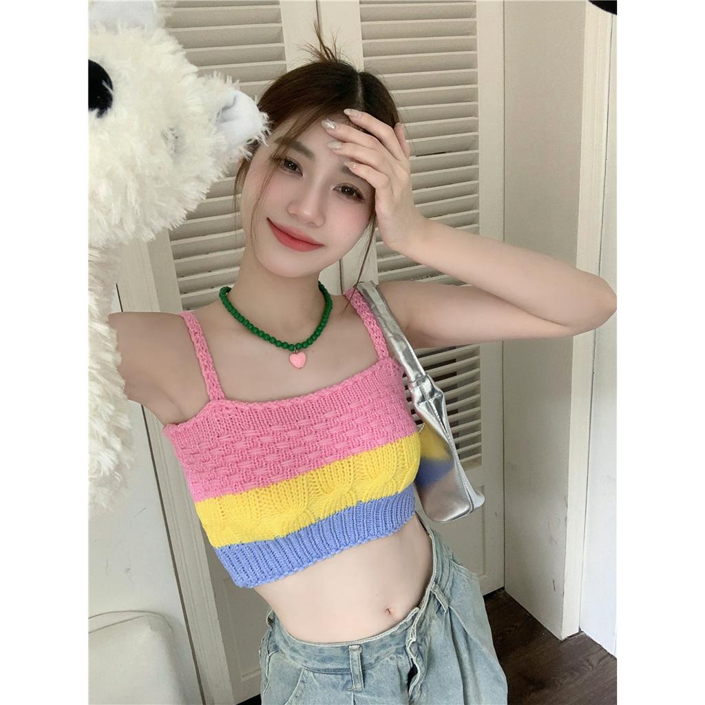 Lalisas Áo Hai Dây Dệt Kim Ngọt Ngào Quyến Rũ Cho Nữ Hình Gia Vị Mỹ