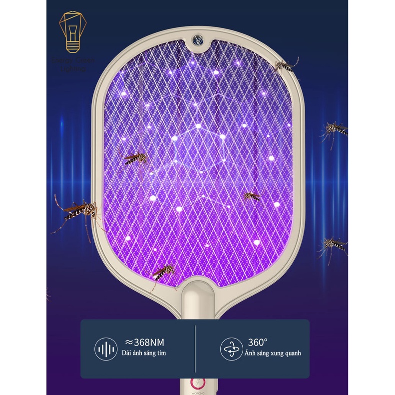 [PIN TRÂU] Vợt Bắt Muỗi Energy Green Lighting Kiêm Đèn WP-07 - Cấp Độ Bảo Vệ IP20 - PIN Sử Dụng Lâu Dài