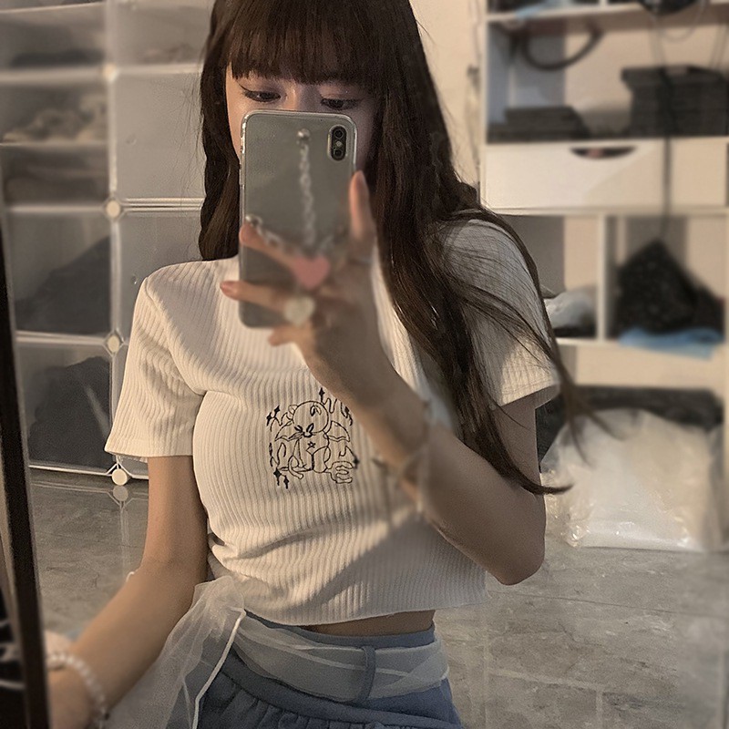 Set Áo Thun Tay Ngắn Cổ Chữ V + Áo Hai Dây Họa Tiết Da Báo Phong Cách Retro Hàn Quốc Cho Nữ