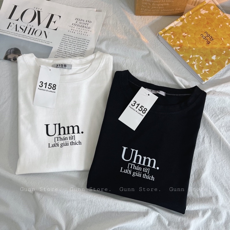 Áo Thun 3158 In Chữ Uhm Form Rộng Unisex Chất Cotton Khô Loại 1, Thoáng Mát, Thấm Hút Mồ Hôi - GUNN