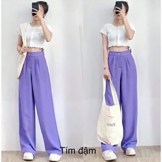 Quần ống suông khóa trước `