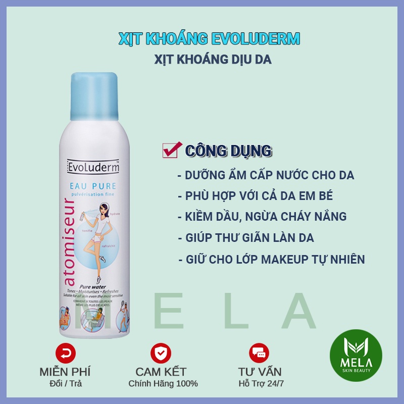 ✅[CHÍNH HÃNG] Xịt Khoáng Cấp Ẩm Làm Dịu Da Evoluderm Atomiseur Eau Pure