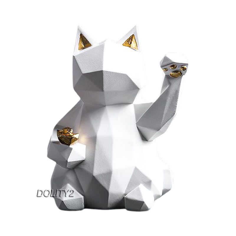 Tượng hình mèo câu may mắn phong cách hình khối Bắc Âu độc đáo