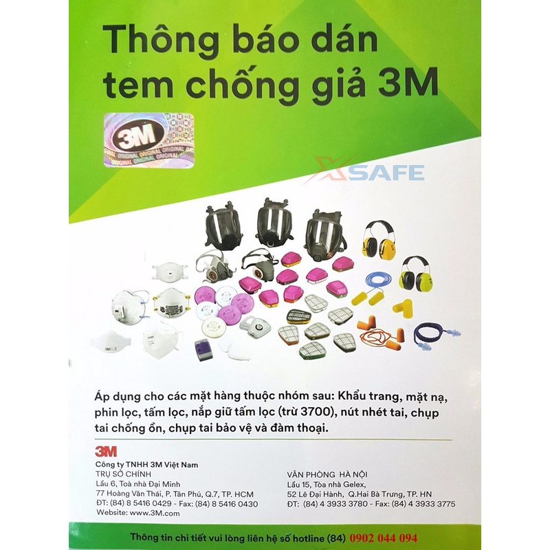 Khẩu trang phòng độc 3M 8822 van lạnh 1 chiều, kháng khuẩn chống bụi mịn, tiêu chuẩn N95 Hoa Kỳ  - chính hãng 3M - xsafe