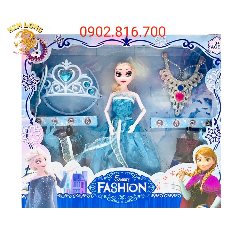Đồ chơi hộp Búp bê Elsa nhiều quần áo kèm trang sức và vương miện - nữ hoàng băng giá Frozen